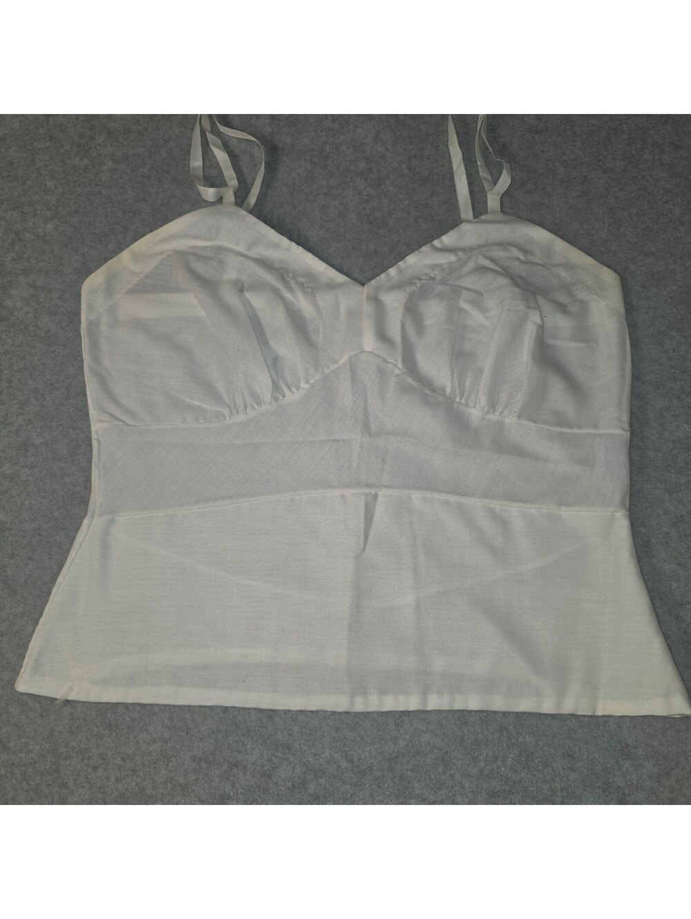 Vintage 70s Sears Perma-Prest White Camisole Coquette Bustier Lingerie size 32